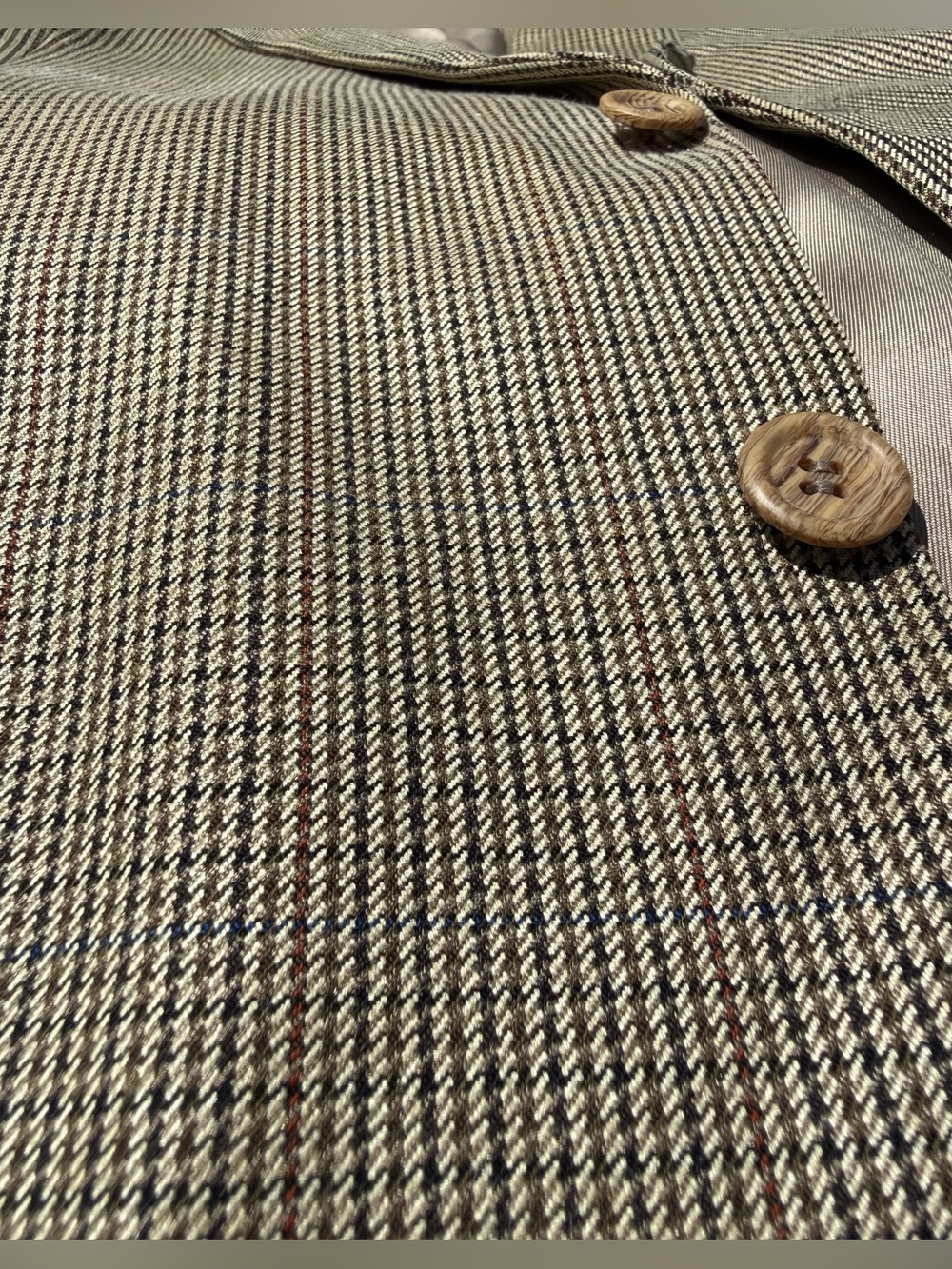 Moores Houndstooth Mens 44R Jacket Superfinos Silk Blend Brown Sport Coat Blazer